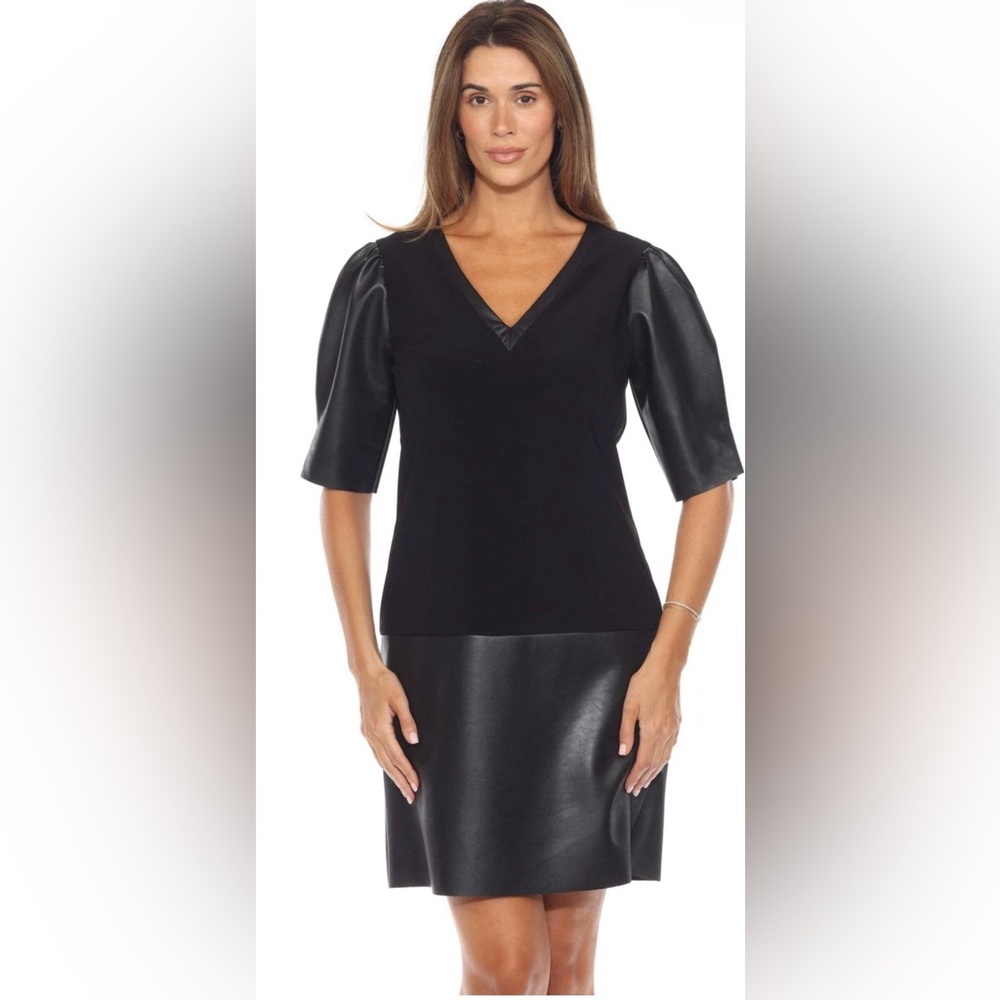 Joseph Ribkoff patent leather  Black Dress Size 8 NEW